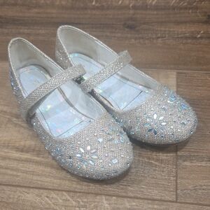 Glittery Kids Dress Shoes with Floral Design